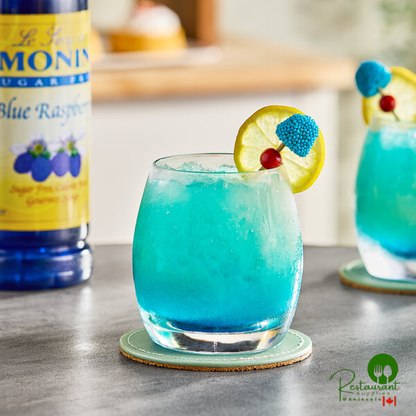 Monin Sugar-Free Blue Raspberry Flavoring Syrup 1 Liter - 4/Case