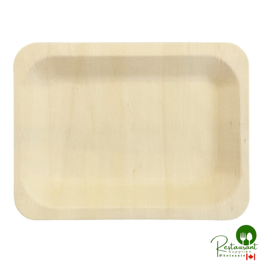 VerTerra 8" x 5" Rectangular Alpine Birch Wood Plate - 300/Case