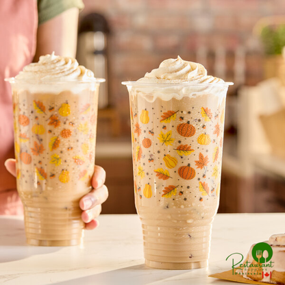 32 oz. Autumn Print PET Plastic Cold Cup By Prime - 500/Case