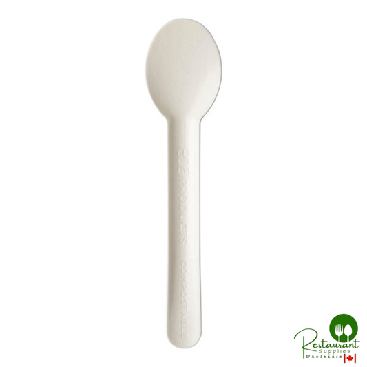 Eco-Products 6 1/2" Compostable No PFAS Added White Molded Paper Spoon - 1,000/Case