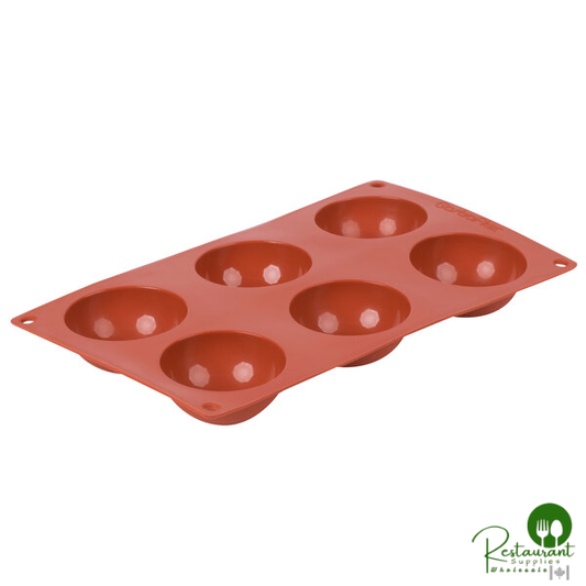 Matfer Bourgeat 257904 Gastroflex Orange Silicone 6 Compartment Half Sphere Mold