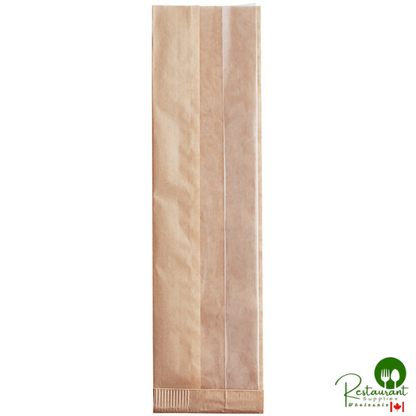 Bagcraft Packaging 300096 4 1/4" x 2 3/4" x 16 1/2" Dubl-View® ToGo! Kraft Window Submarine / Bakery Bag - 500/Case