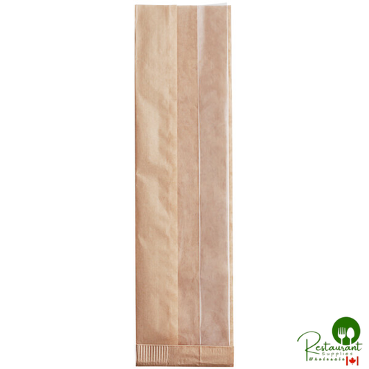 Bagcraft Packaging 300096 4 1/4" x 2 3/4" x 16 1/2" Dubl-View® ToGo! Kraft Window Submarine / Bakery Bag - 500/Case