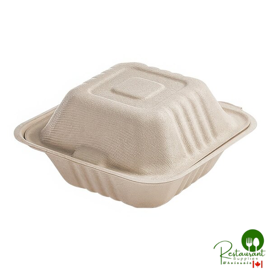 Fineline 43SH6 Conserveware 6" x 6" x 3 1/8" Bagasse Take-Out Container - 500/Case