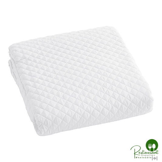 Hospitality Radiance 108" x 94" King Size True White 100% Polyester Diamond Quilt Coverlet - 4/Case