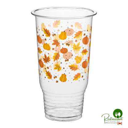 32 oz. Autumn Print PET Plastic Cold Cup By Prime - 500/Case