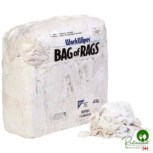 New WorkWipes 25 lb. Reclaimed White T-Shirt Rags WIP561