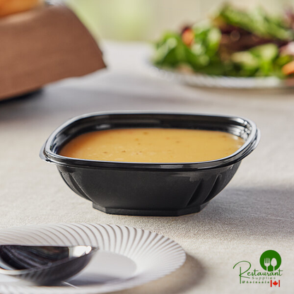 12 oz. Black PET Plastic Square Catering / Serving Bowl By Prime - 500/Case
