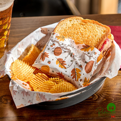 12" x 12" Autumn Print Deli Sandwich Wrap Paper By Prime - 5,000/Case