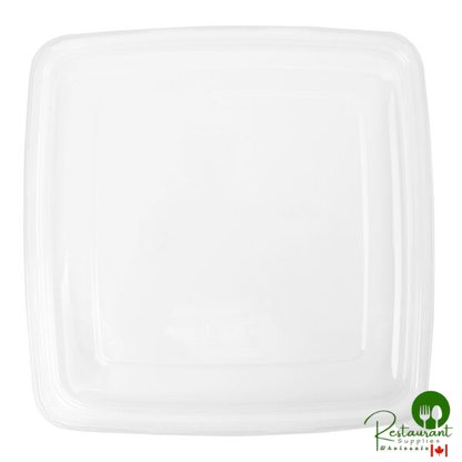 Fineline Conserveware Clear PETE Flat Lid for 9" Square Bagasse Take-Out Trays - 200/Case