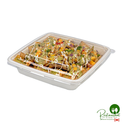Fineline Conserveware Clear PETE Flat Lid for 9" Square Bagasse Take-Out Trays - 200/Case