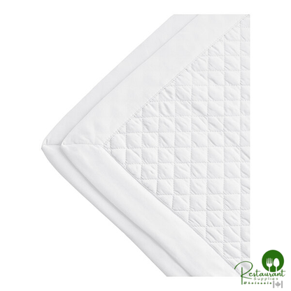 Hospitality Radiance 66" x 94" Twin Size True White 100% Polyester Diamond Quilt Coverlet - 4/Case