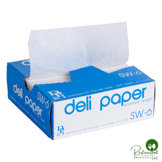 Durable Packaging SW-6 6" x 10 3/4" Interfolded Deli Wrap Wax Paper - 6,000/Case