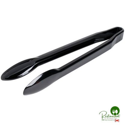 Fineline 3312-BK Platter Pleasers Black 12" Disposable Plastic Tongs - 48/Case