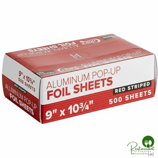 9" X 10 3/4" Red Striped Food Service Interfolded Foil Pop Up By Prime - 3,000/Case