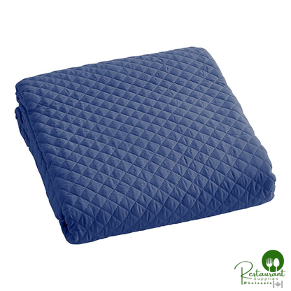 Hospitality Radiance 90" x 94" Full / Queen Size Persian Blue 100% Polyester Diamond Quilt Coverlet - 4/Case