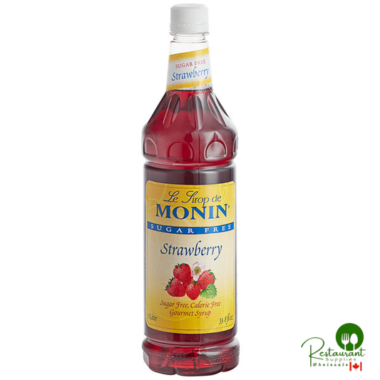 Monin Sugar-Free Strawberry Flavoring / Fruit Syrup 1 Liter - 4/Case