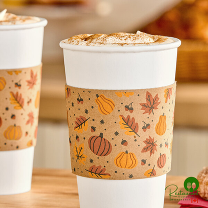 10-20 oz. Autumn Print Coffee Cup Sleeve By Prime - 1,200/Case