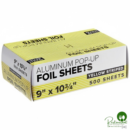 9" x 10 3/4" Yellow Striped Food Service Interfolded Pop-Up Foil Sheets By Prime - 3,000/Case