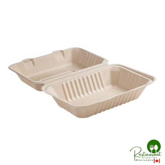 Fineline 43RHD96 Conserveware 9" x 6" x 3 1/8" Bagasse Deep Take-Out Container - 250/Case