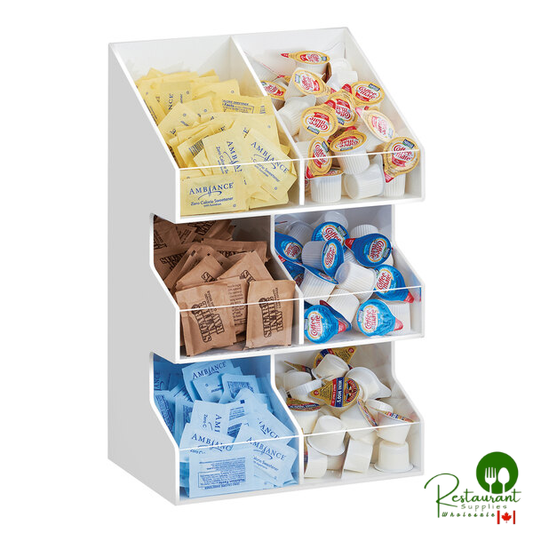 Cal-Mil Classic White 3-Tier Double-Wide Plastic Condiment Organizer with Clear Bin Fronts