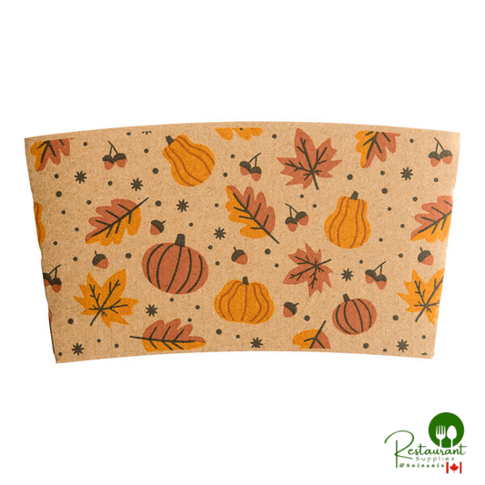 10-20 oz. Autumn Print Coffee Cup Sleeve By Prime - 1,200/Case