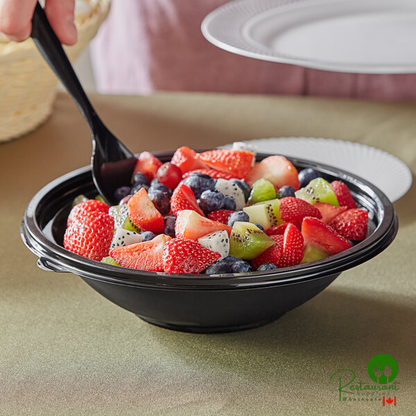 32 oz. Black PET Plastic Round Wide Catering / Serving Bowl By Prime - 50/Case