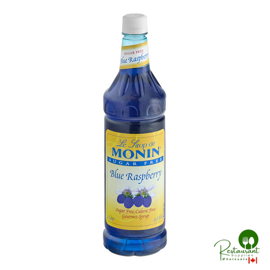 Monin Sugar-Free Blue Raspberry Flavoring Syrup 1 Liter - 4/Case