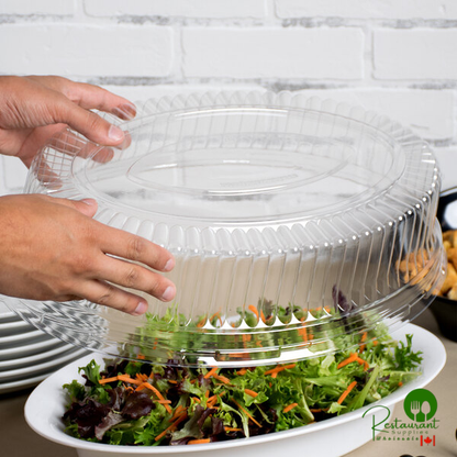 Fineline 9514-L Platter Pleasers 14" x 21" Clear Plastic Oval Tray Dome Lid - 40/Case