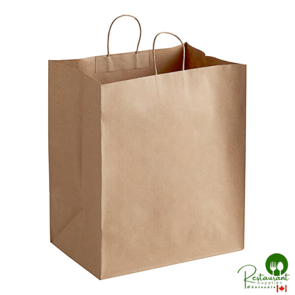 Duro 16" x 11" x 18 1/4" Grande Natural Kraft Paper Shopping Bag with Handles - 200/Bundle