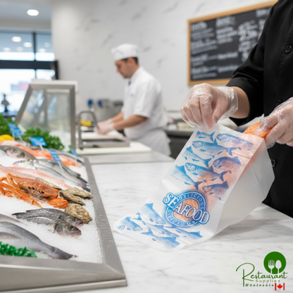 Seafood Bag 7" x 4" x 15" "Delicious Seafood" Design - 1,000/Case