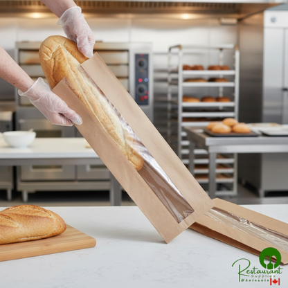 Durable Packaging BB6218N 18" x 6" x 3 1/4" Kraft Paper Windowed Bread Bag - 1,000/Case