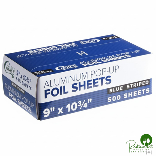 9" X 10 3/4" Blue Striped Food Service Interfolded Foil Pop Up By Prime - 3,000/Case