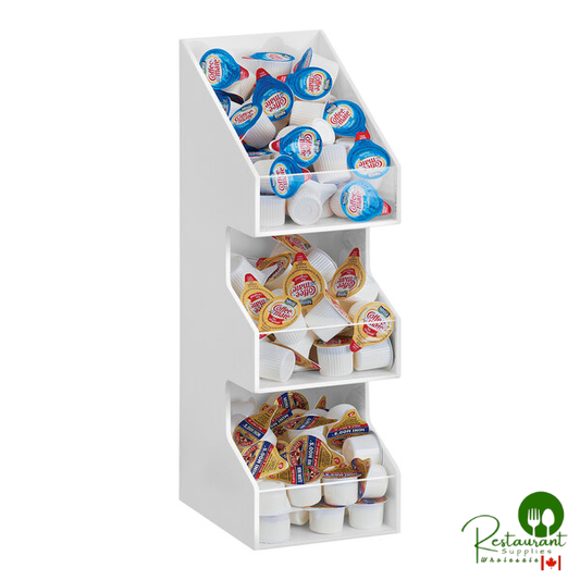 Cal-Mil Classic White 3-Tier Plastic Condiment Organizer with Clear Bin Fronts