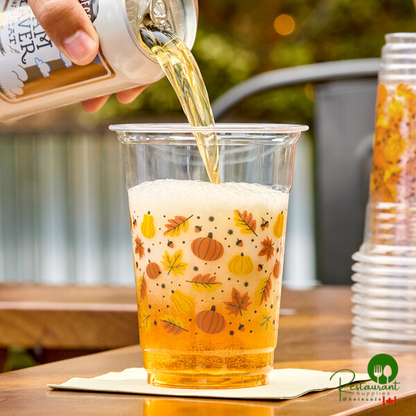 16 oz. Autumn Print PET Plastic Cold Cup By Prime - 1,000/Case