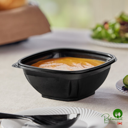 16 oz. Black PET Plastic Square Catering / Serving Bowl By Prime - 500/Case