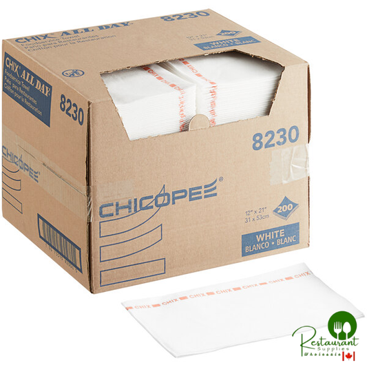 Chicopee 8230 Chix® All Day 12 1/4" x 21" White / Red Heavy-Duty Foodservice Towel - 200/Case