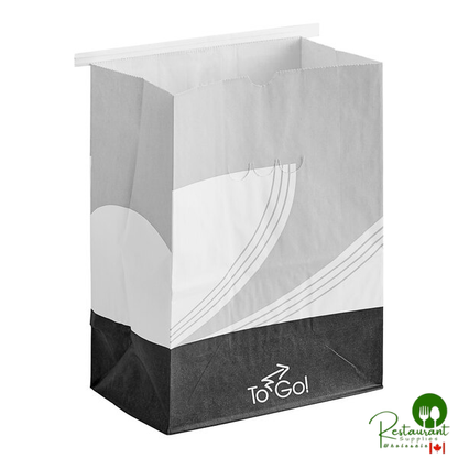 Bagcraft 8 1/4" x 5 1/4" x 12" White Printed To-Go Vented Meal Bag with Tin Tie Closure - 250/Case