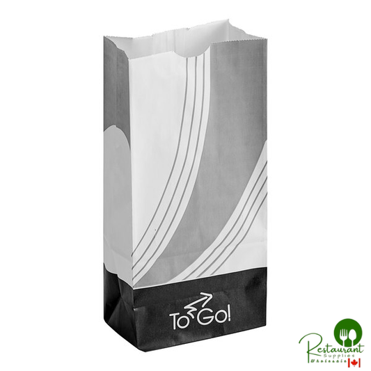 Bagcraft 8 lb. 6 1/8" x 4" x 12 3/8" White Printed To-Go Vented Meal Bag - 500/Case