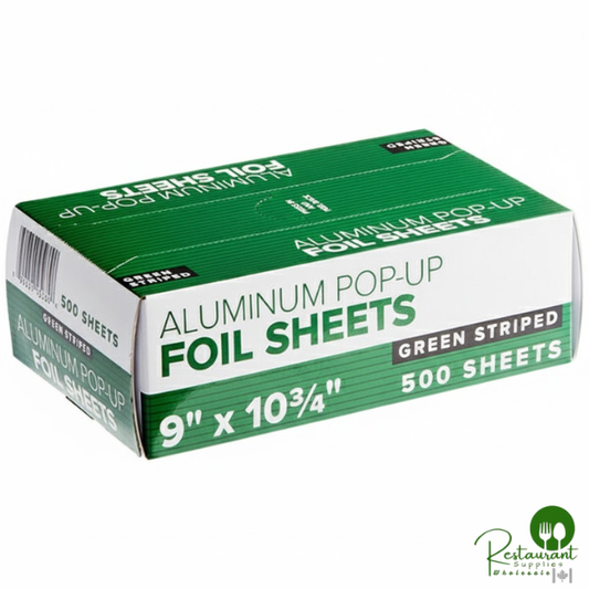 9" X 10 3/4" Green Striped Food Service Interfolded Foil Pop Up By Prime - 3,000/Case