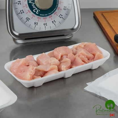 CKF 88105 (#1.5) White Foam Meat Tray 7 7/16" x 3 3/4" x 7/8" - 1,000/Case