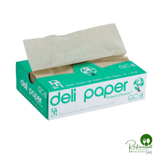 Durable Packaging 8" x 10 3/4" Green Choice Interfolded Kraft Unbleached Brown Soy Wax Deli Sheets - 6,000/Case