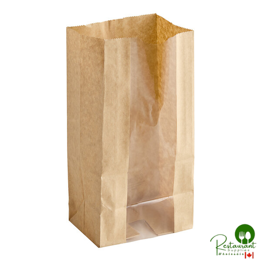 Bagcraft Dubl Fresh 4 lb. 5" x 3" x 9 1/2" Natural C-Thru Bakery Bag with Window - 500/Case