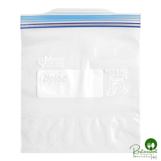 Ziploc® 364957 7" x 7 7/16" 1 Qt. Freezer Storage Bag with Double Zipper and Write-On Label - 300/Case
