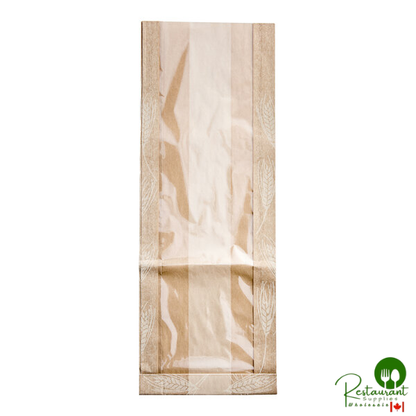 Bagcraft Dubl-Wax® 6 1/2" x 2" x 17 3/4" Natural Artisan Print Bread Bag with Window - 1,000/Case
