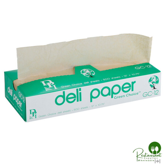 Durable Packaging 12" x 10 3/4" Green Choice Interfolded Kraft Unbleached Brown Soy Wax Deli Sheets - 6,000/Case