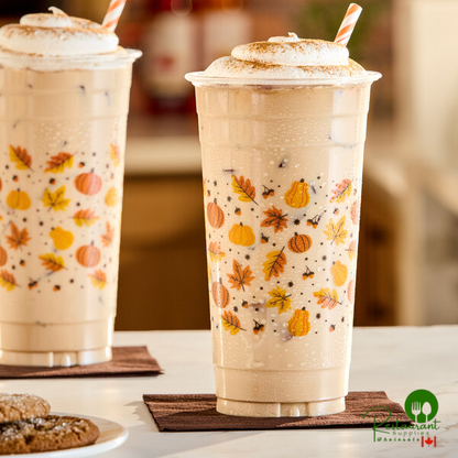 24 oz. Autumn Print PET Plastic Cold Cup By Prime - 600/Case