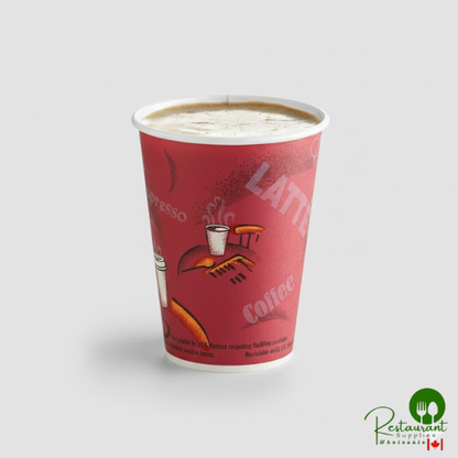 Solo 412SIN-0041 Bistro Print 12 oz. Poly Paper Hot Cup - 1,000/Case