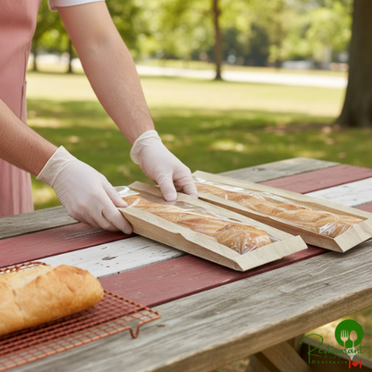 Bagcraft Dubl-Wax® 6 1/2" x 2" x 17 3/4" Natural Artisan Print Bread Bag with Window - 1,000/Case