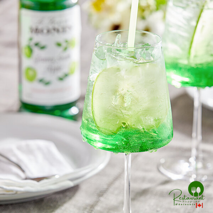 Monin Premium Granny Smith Apple Flavoring / Fruit Syrup 1 Liter - 4/Case